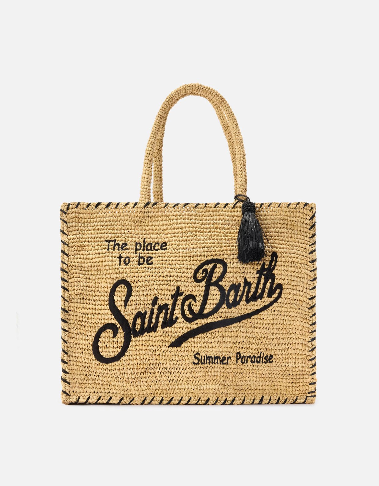 MC2 Saint Barth Regular Vanity raffia bag with black details