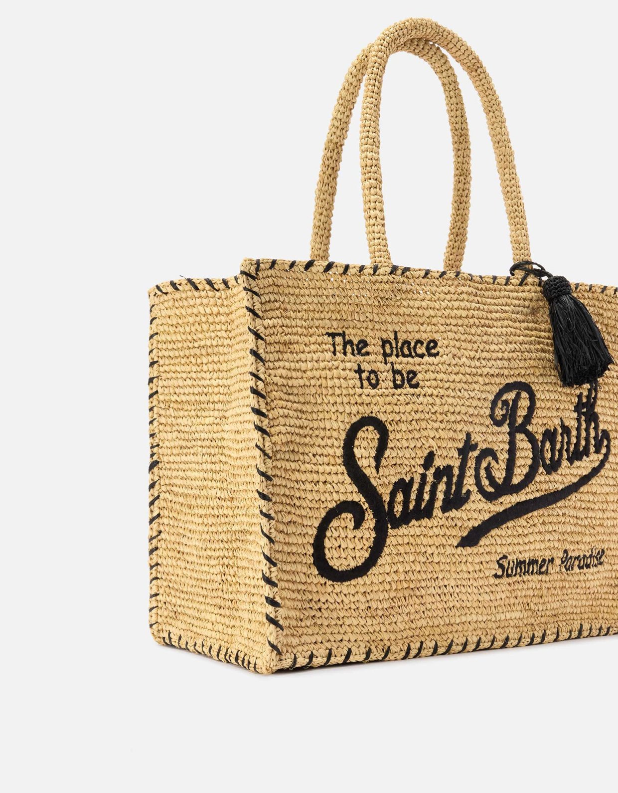 MC2 Saint Barth Regular Vanity raffia bag with black details