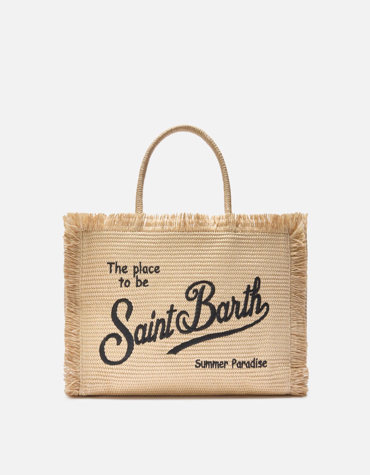 MC2 Saint Barth Regular Vanity straw effect bag with contrasting embroidered logo