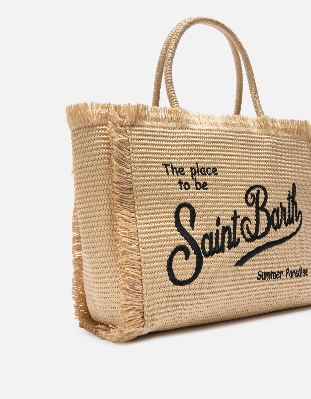 MC2 Saint Barth Regular Vanity straw effect bag with contrasting embroidered logo