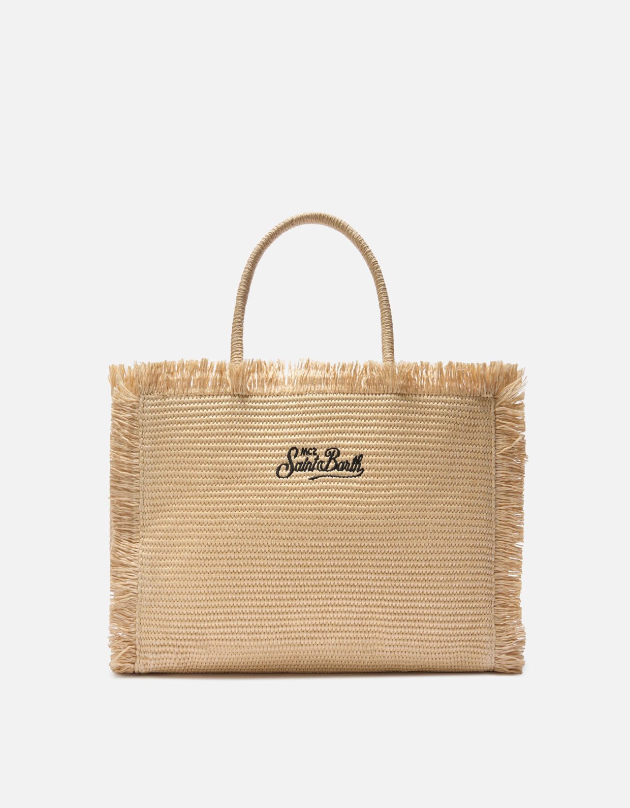 MC2 Saint Barth Regular Vanity straw effect bag with contrasting embroidered logo
