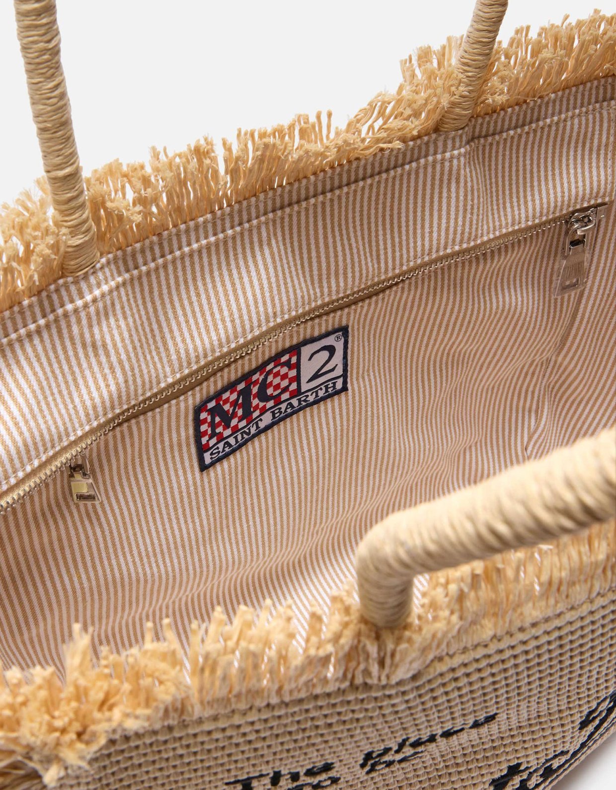 MC2 Saint Barth Regular Vanity straw effect bag with contrasting embroidered logo