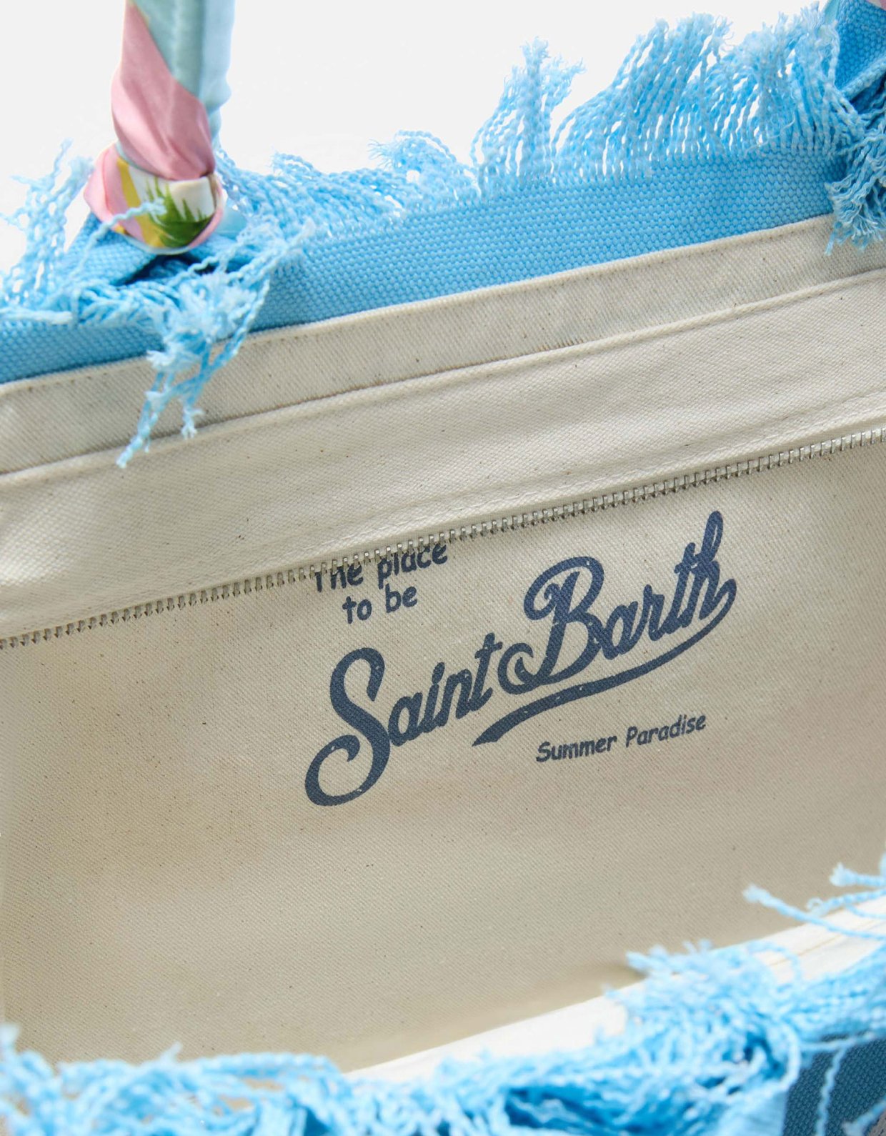MC2 Saint Barth Light blue canvas vanity regular bag with removable twill