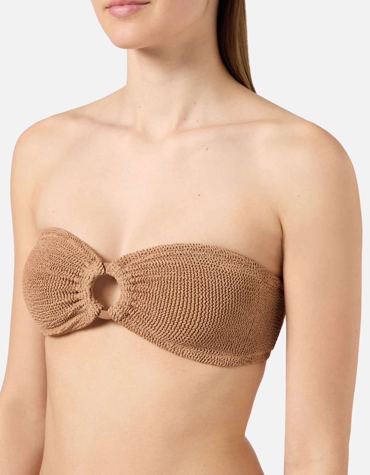 MC2 Saint Barth Yulia dark orange crinkle bikini top
