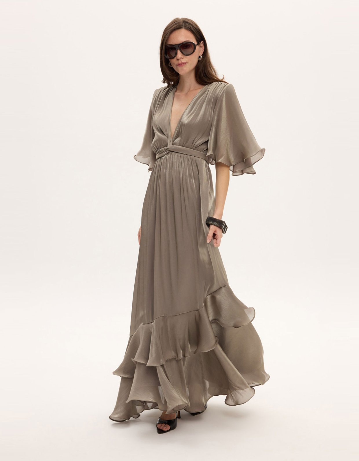Ciel Concept Fall for you long ruffle dress grey