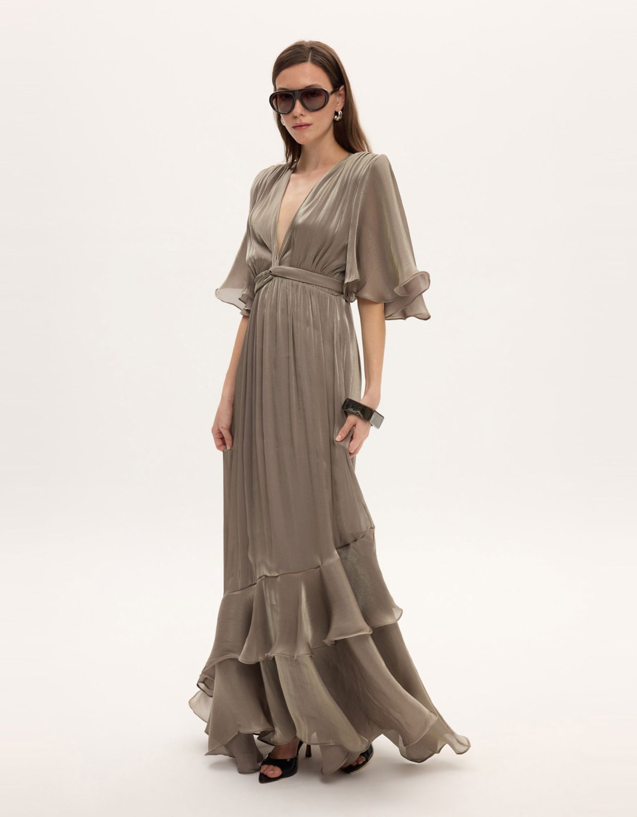 Ciel Concept Fall for you long ruffle dress grey
