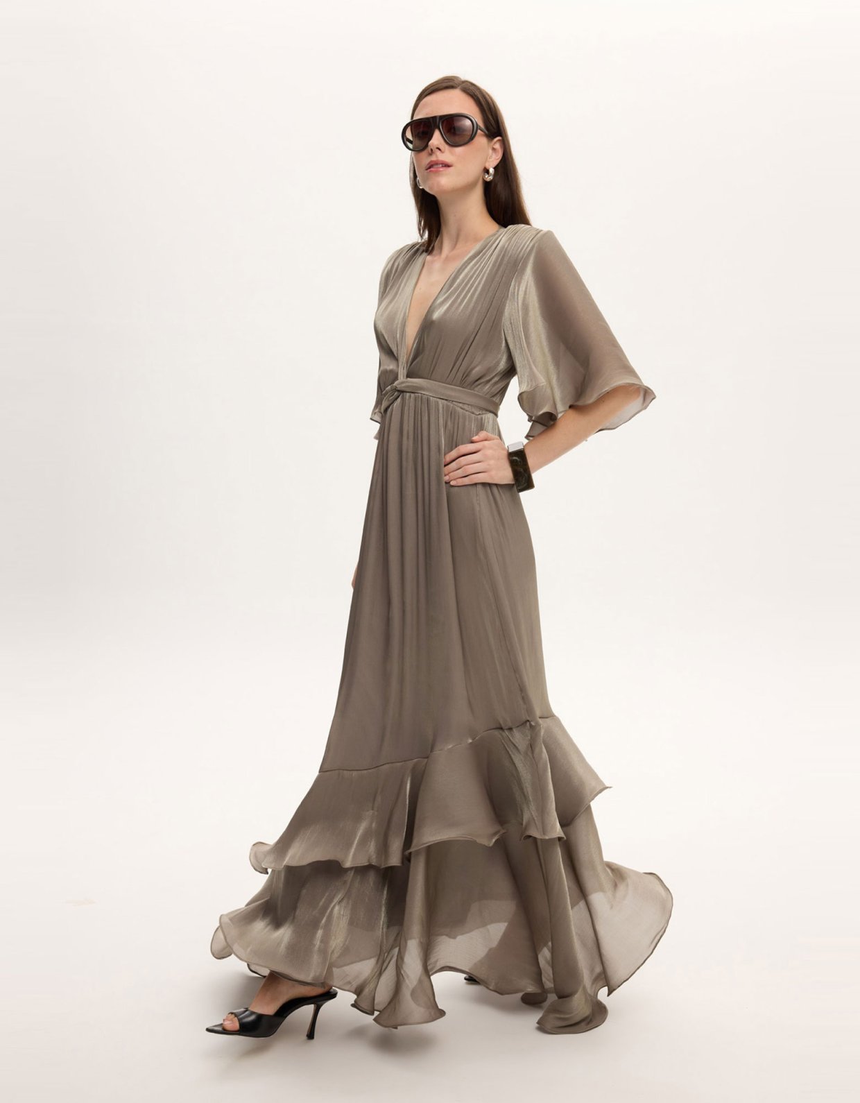 Ciel Concept Fall for you long ruffle dress grey