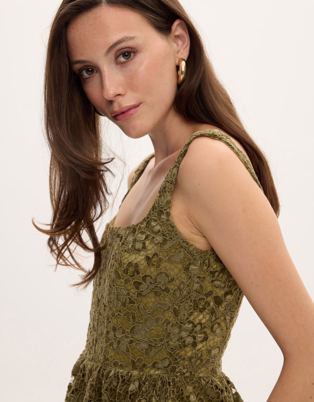 Ciel Concept Olive lace velvet midi dress