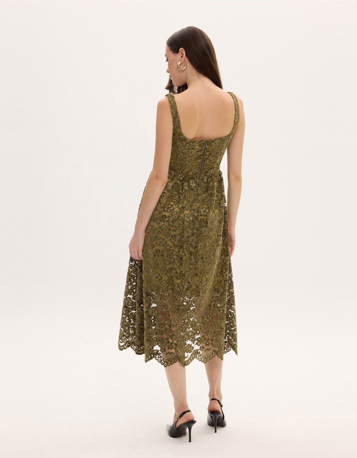 Ciel Concept Olive lace velvet midi dress