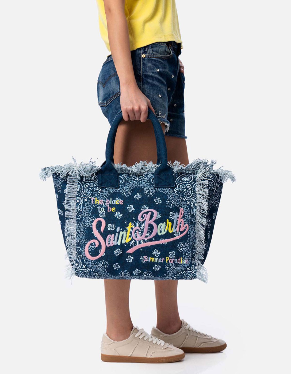 MC2 Saint Barth Vanity cotton canvas tote bag with bandana print