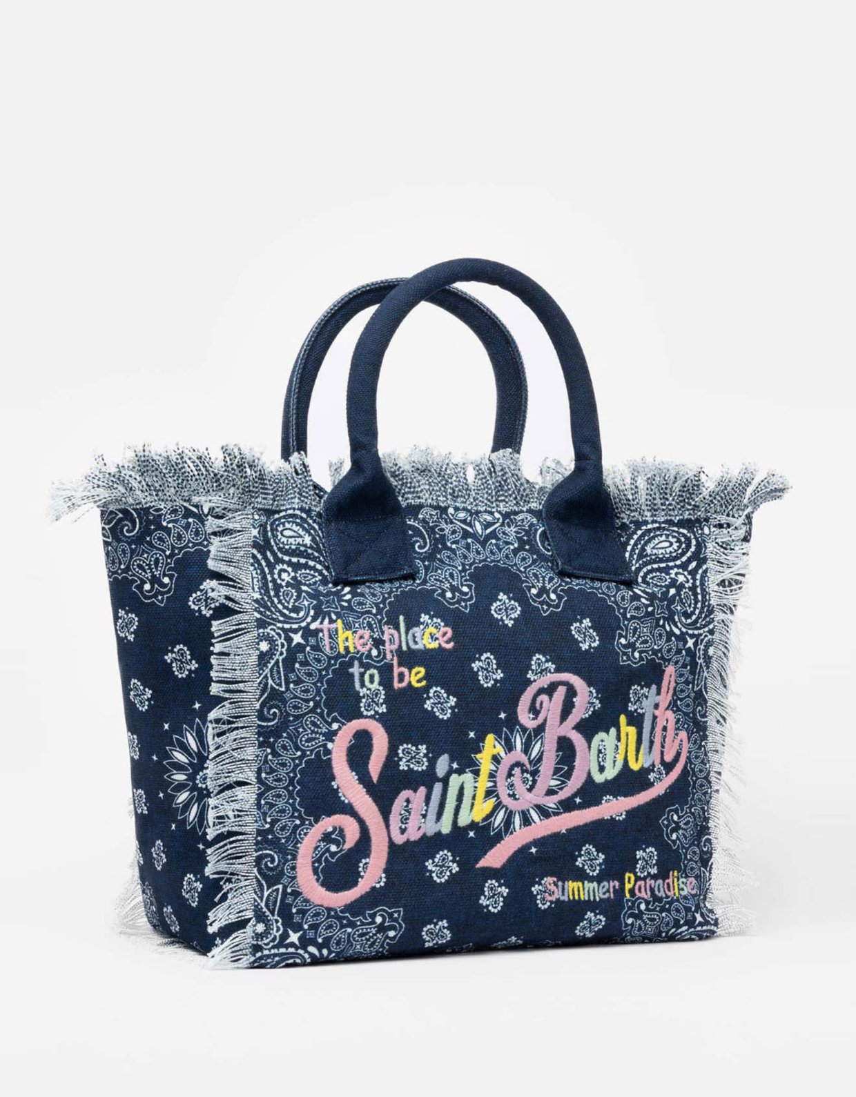 MC2 Saint Barth Vanity cotton canvas tote bag with bandana print