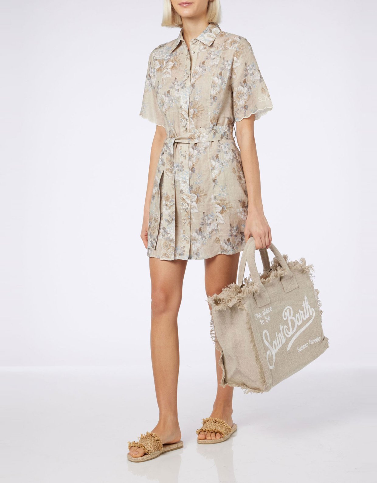 MC2 Saint Barth Vanity beige linen shoulder bag