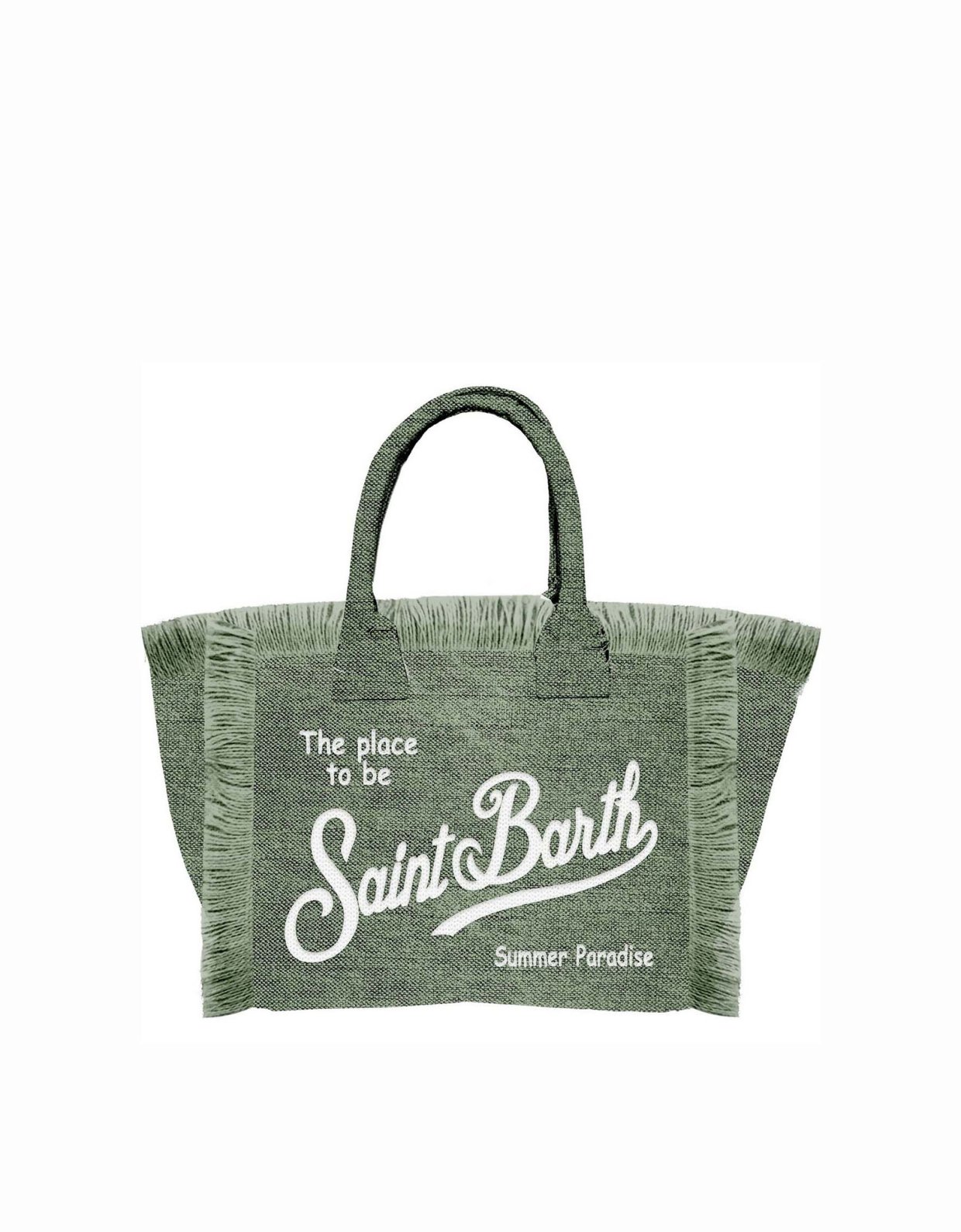 MC2 Saint Barth Military green solid color linen vanity regular bag