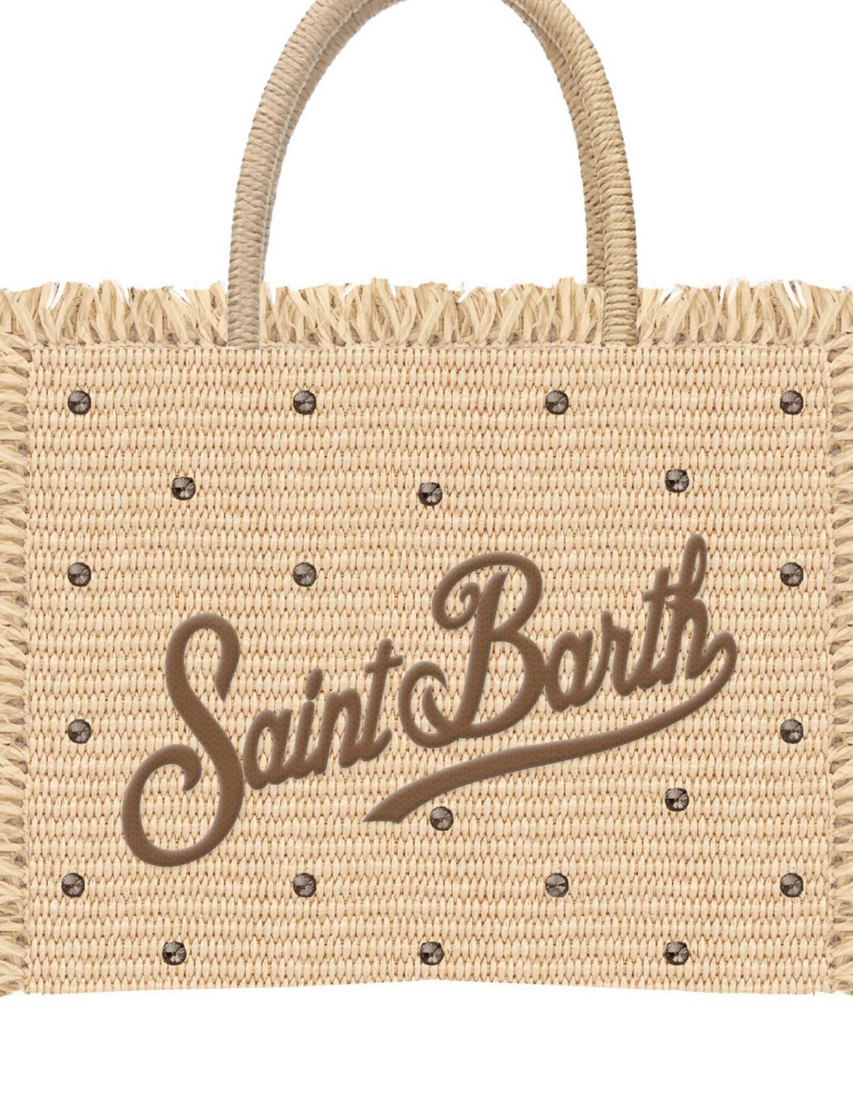 MC2 Saint Barth Vanity bag in straw effect fabric with applied rhinestones
