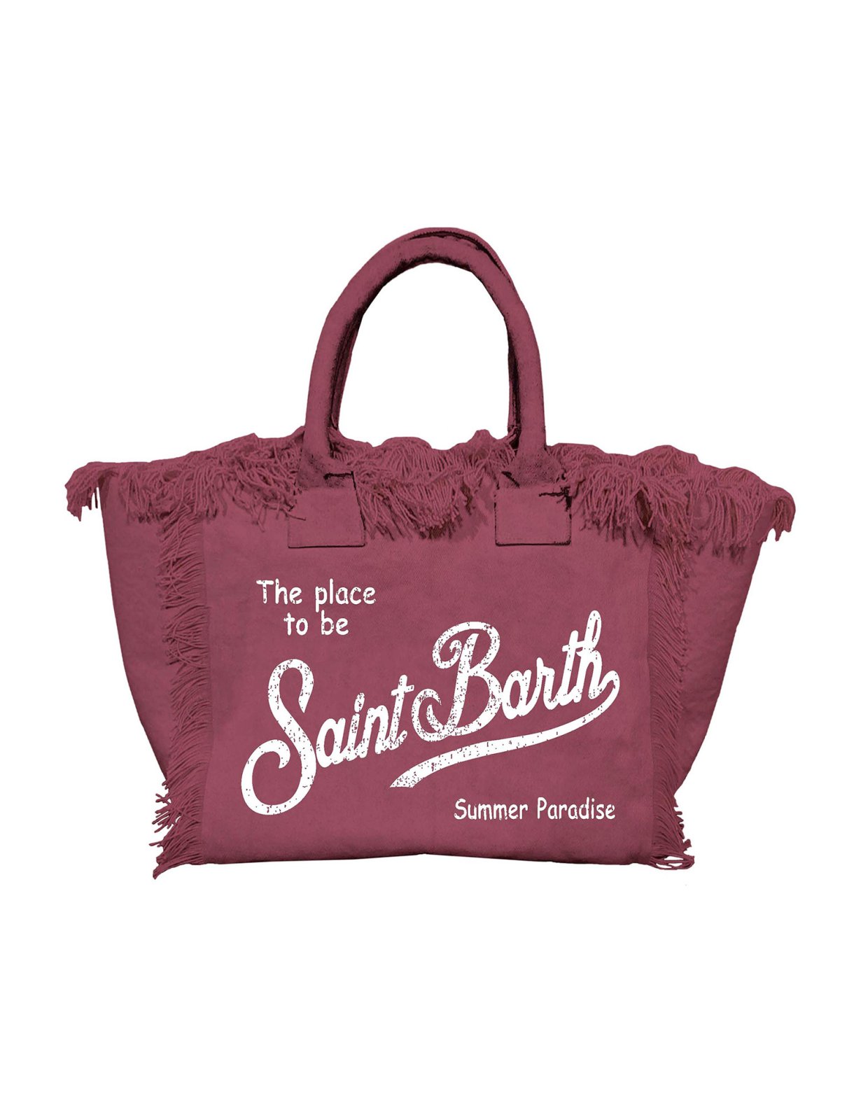 MC2 Saint Barth Bordeaux canvas vanity regular bag with fringes