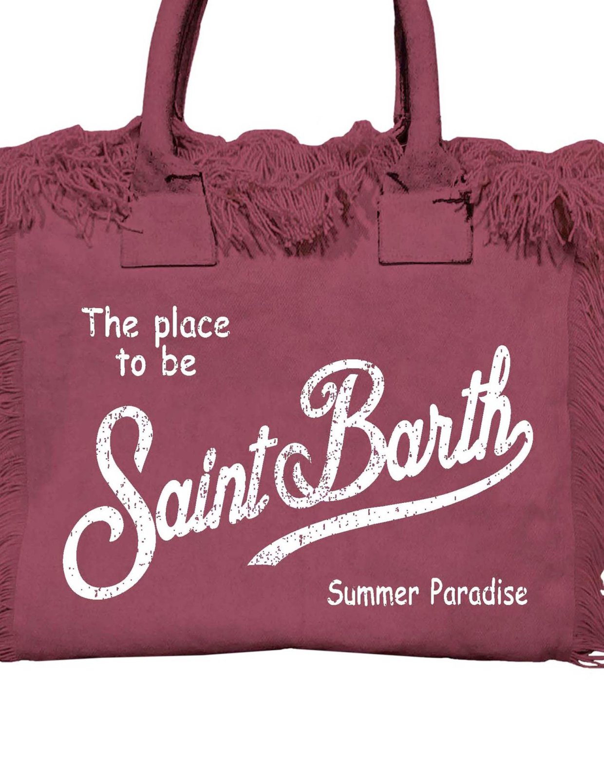 MC2 Saint Barth Bordeaux canvas vanity regular bag with fringes