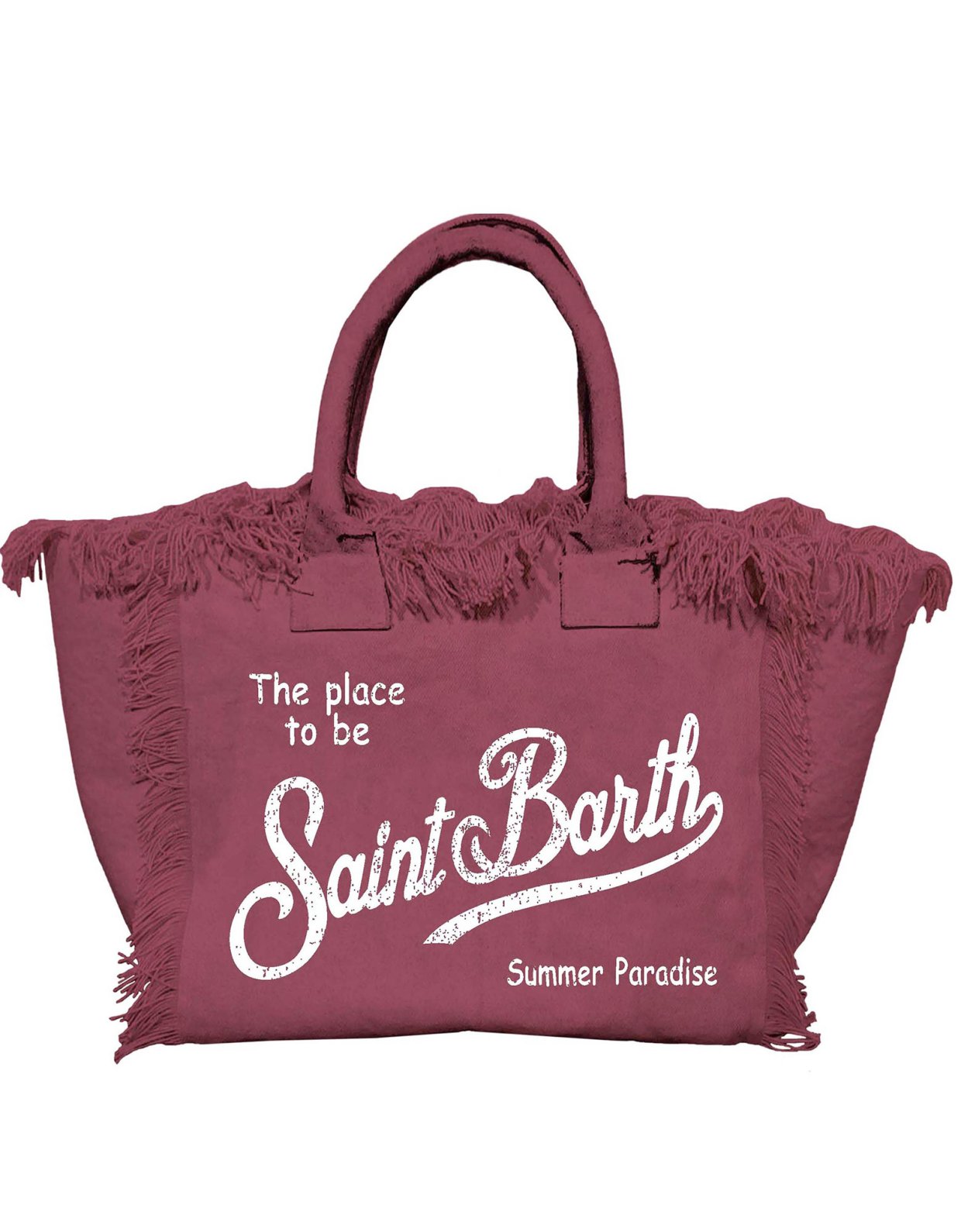 MC2 Saint Barth Bordeaux canvas vanity regular bag with fringes