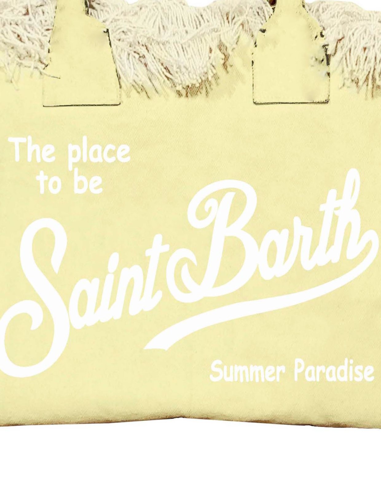 MC2 Saint Barth Light yellow canvas vanity regular bag with fringes