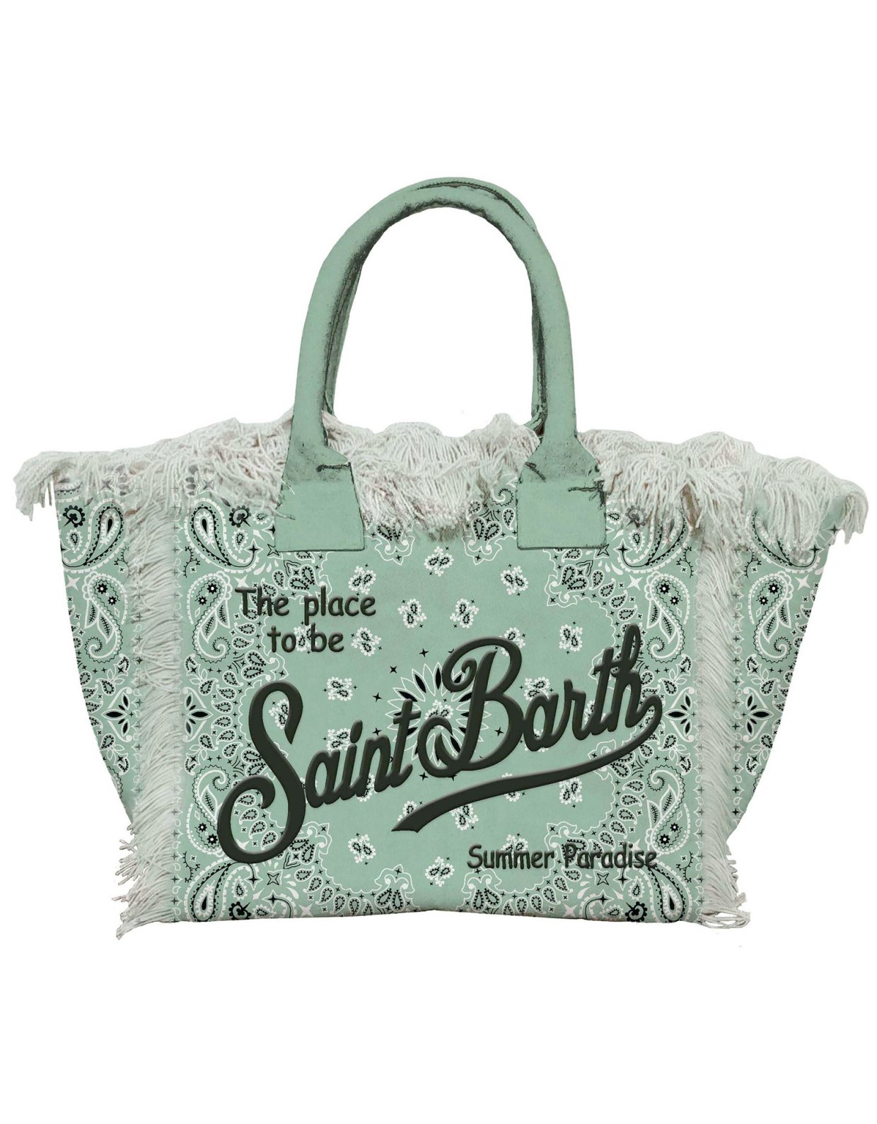MC2 Saint Barth Sage green canvas Vanity regular bag with bandana print