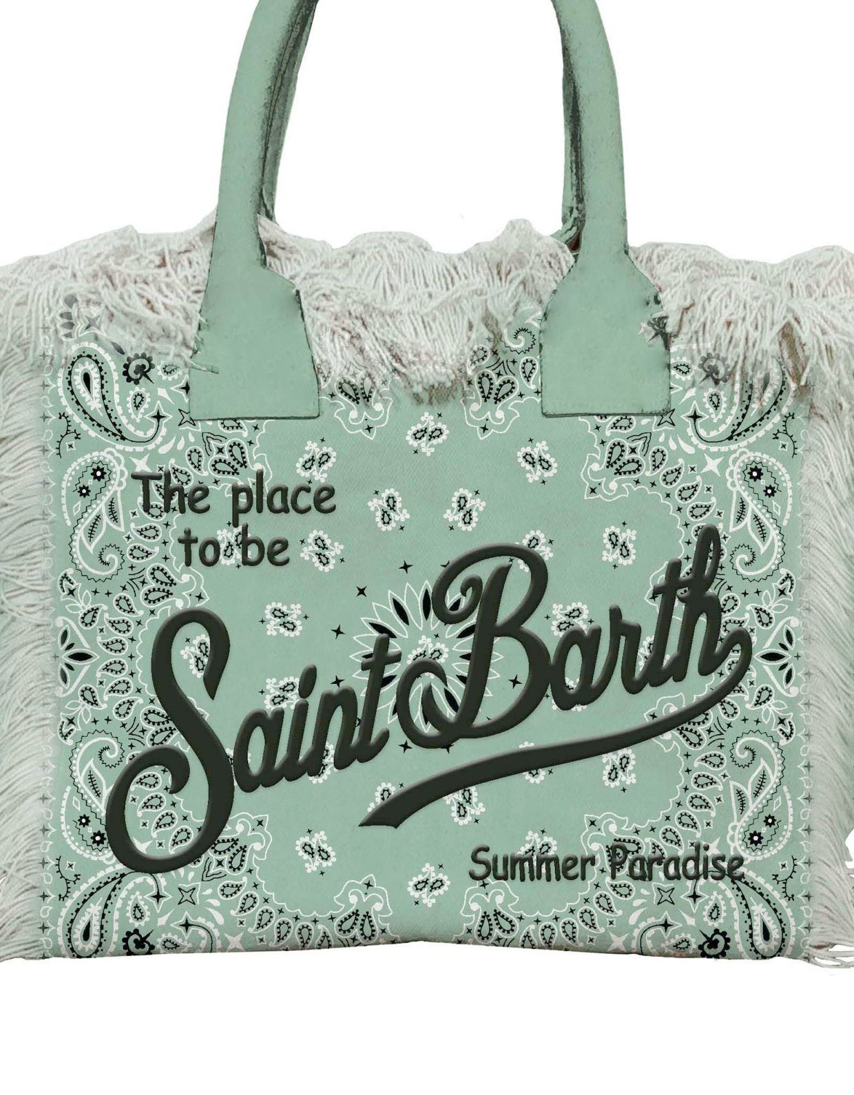 MC2 Saint Barth Sage green canvas Vanity regular bag with bandana print