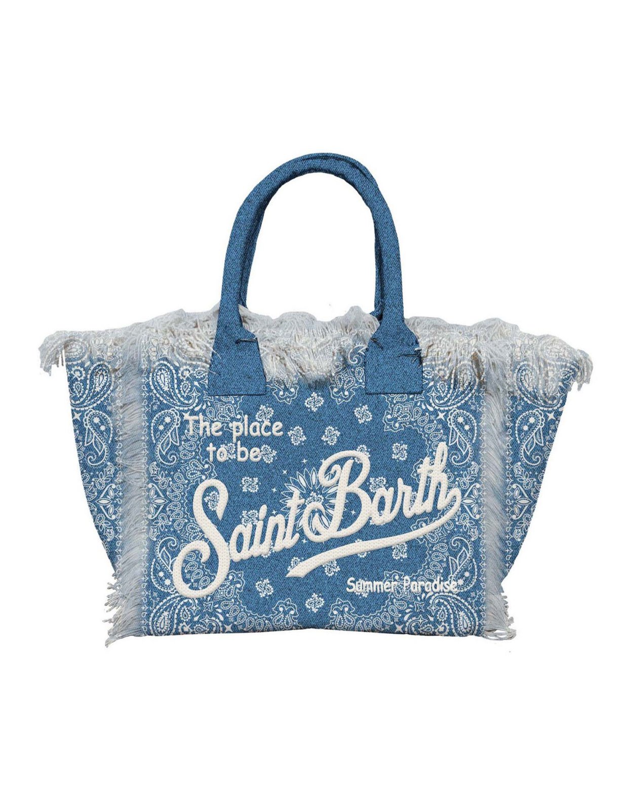 MC2 Saint Barth Blue canvas Vanity regular bag with bandana print