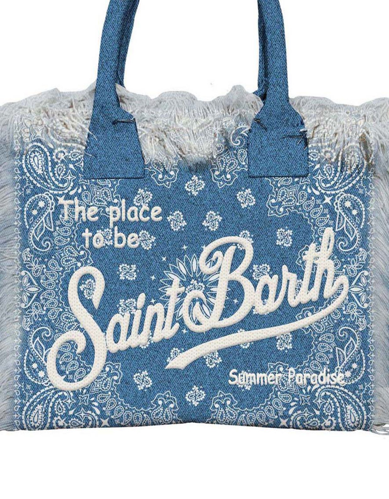 MC2 Saint Barth Blue canvas Vanity regular bag with bandana print