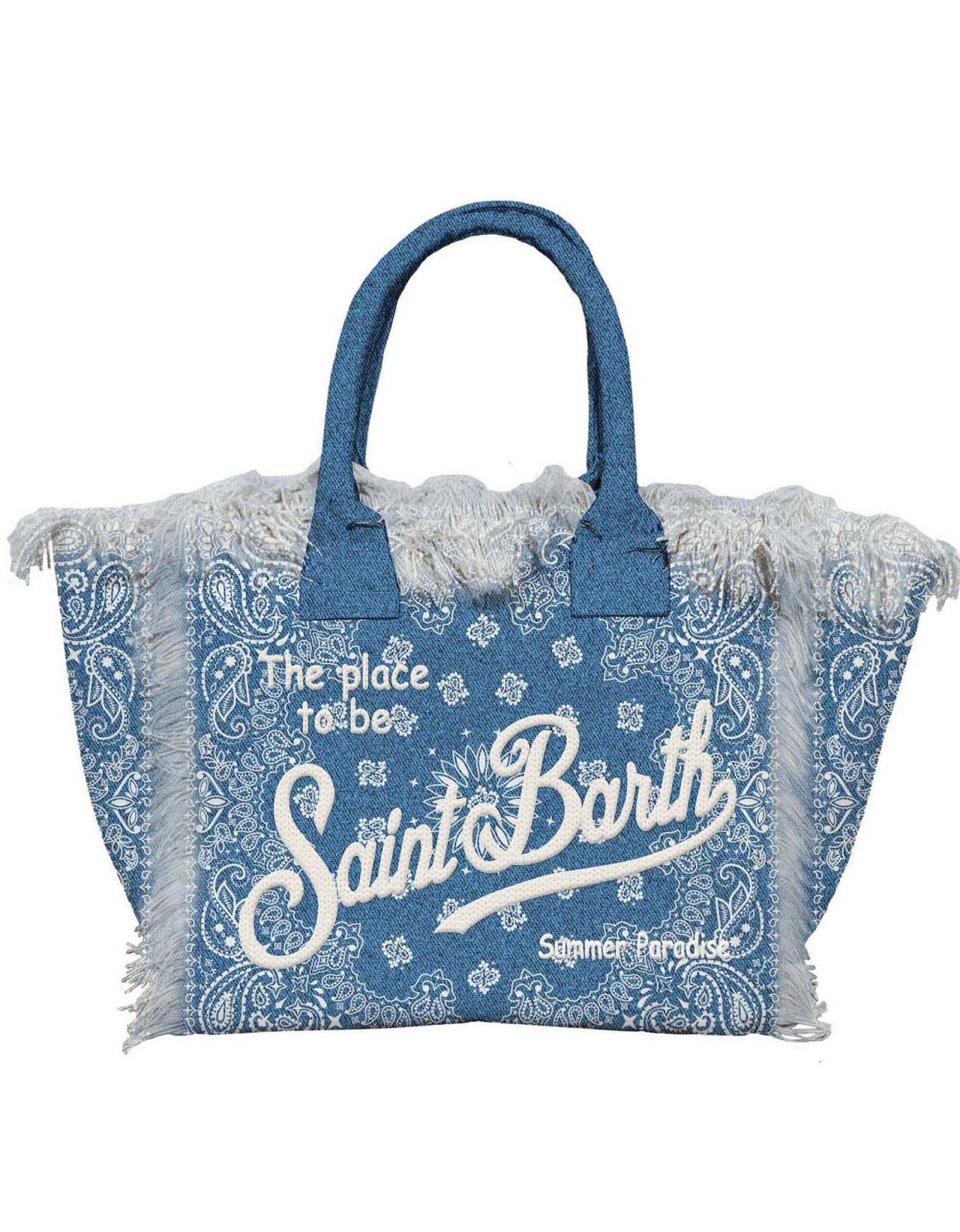 MC2 Saint Barth Blue canvas Vanity regular bag with bandana print
