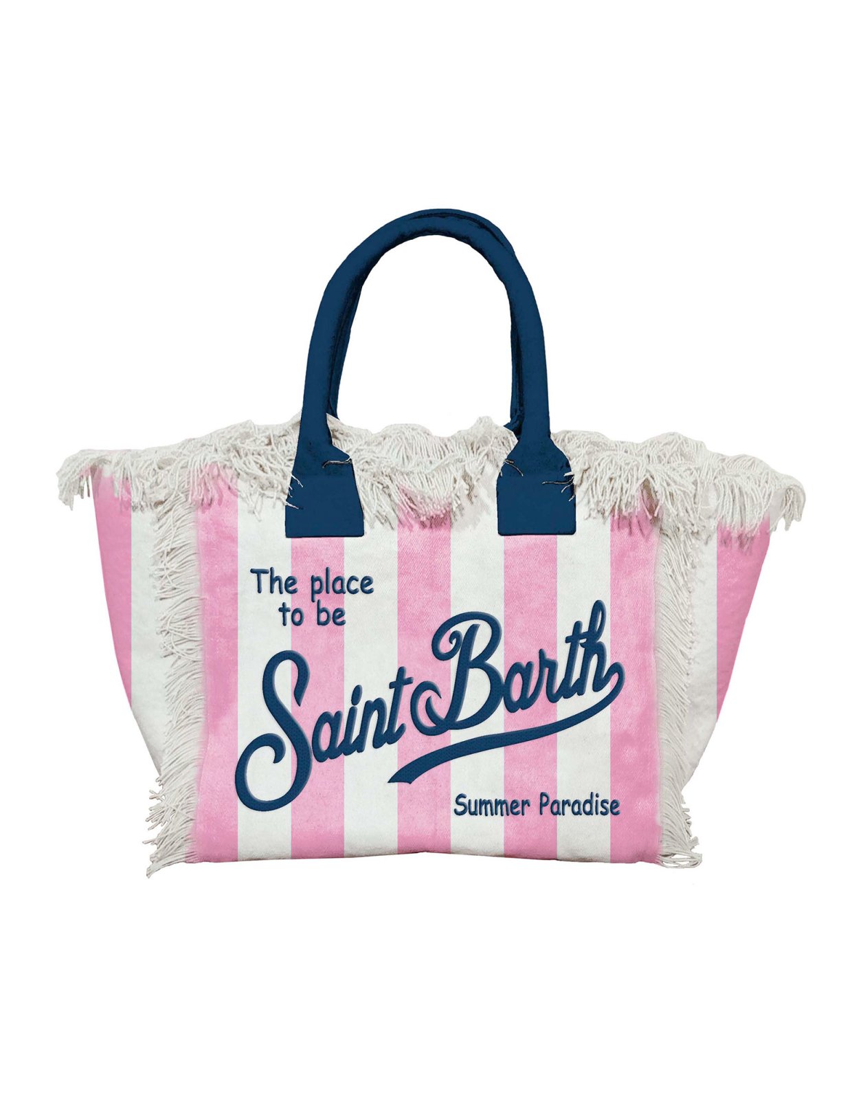 MC2 Saint Barth Regular vanity canvas bag with pink vertical stripes