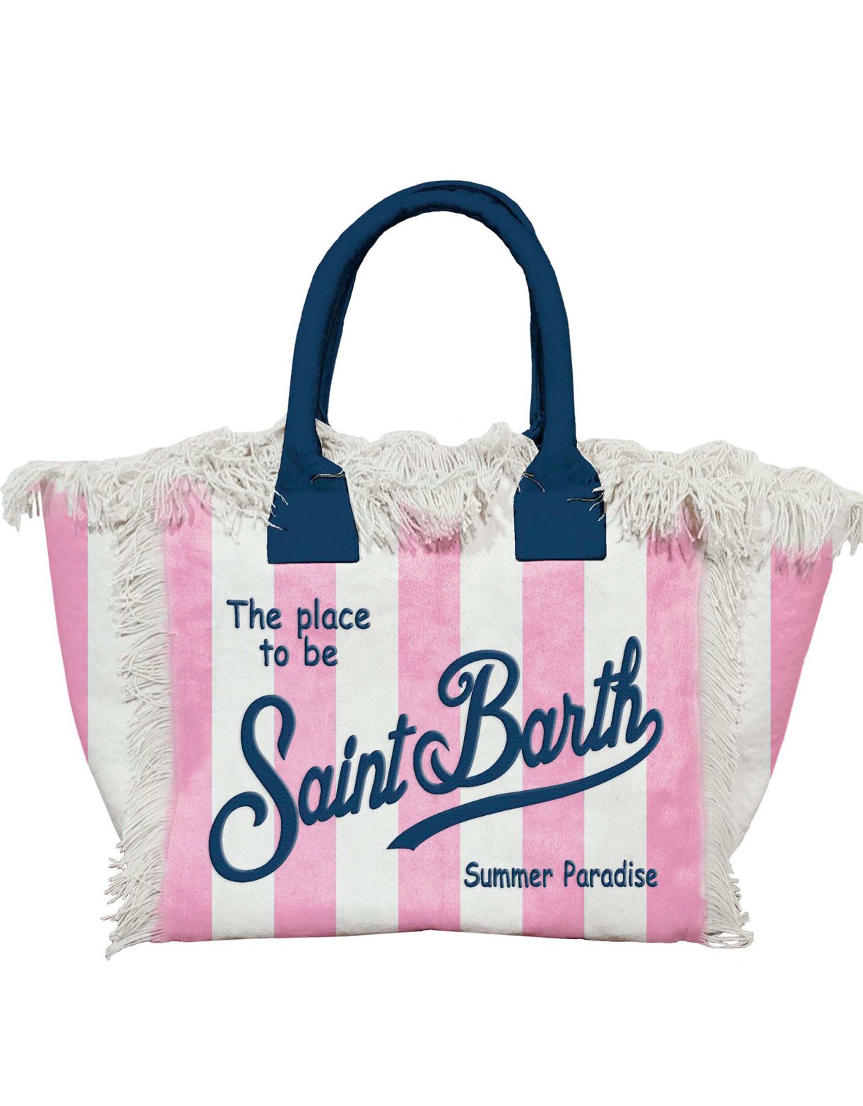 MC2 Saint Barth Regular vanity canvas bag with pink vertical stripes