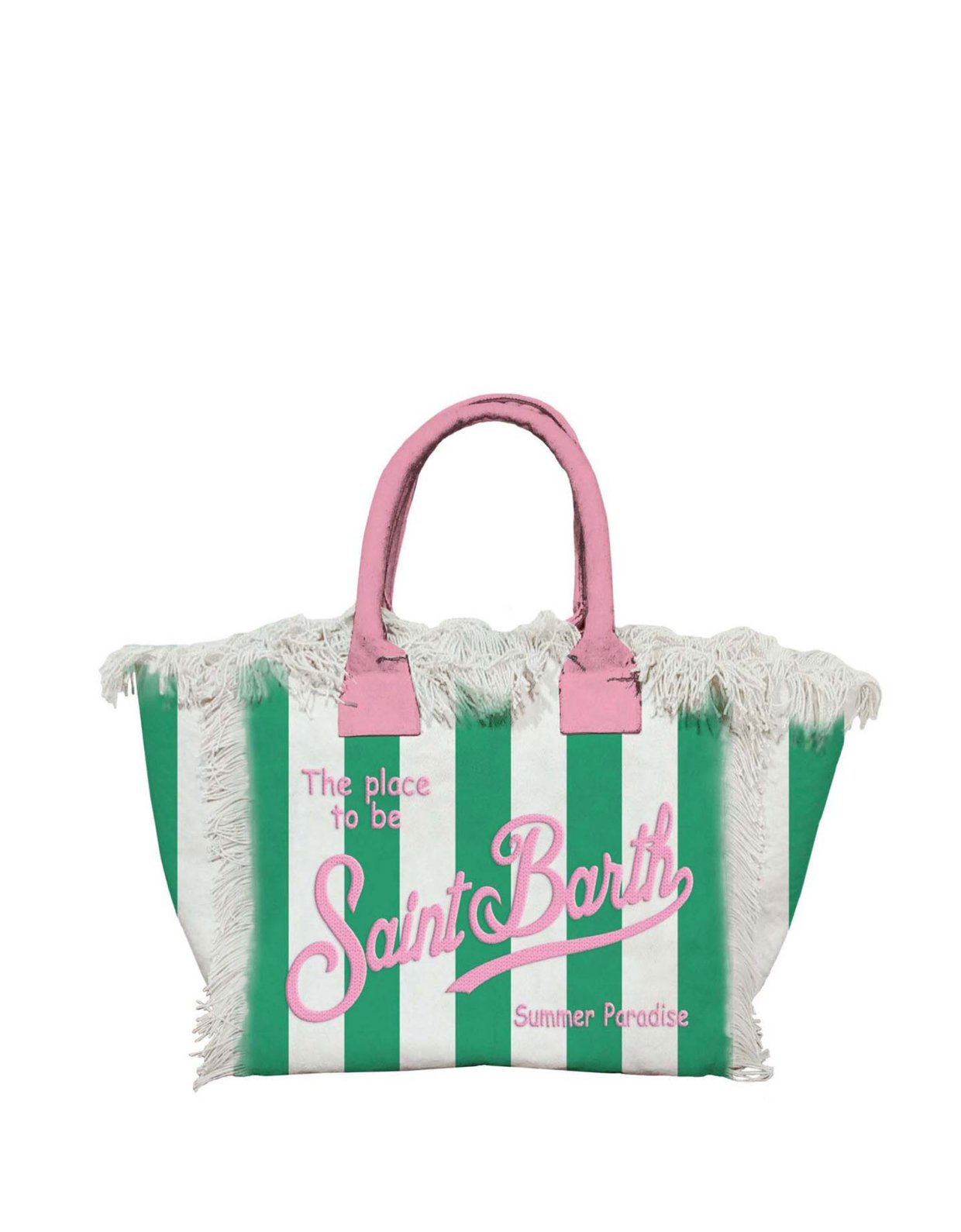 MC2 Saint Barth Vanity cotton canvas striped tote bag with embroidered logo