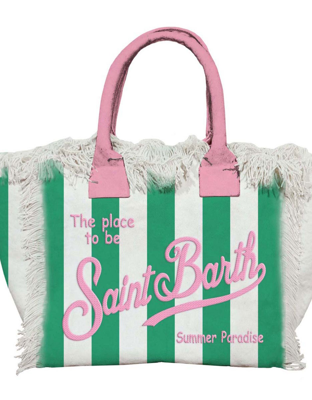 MC2 Saint Barth Vanity cotton canvas striped tote bag with embroidered logo