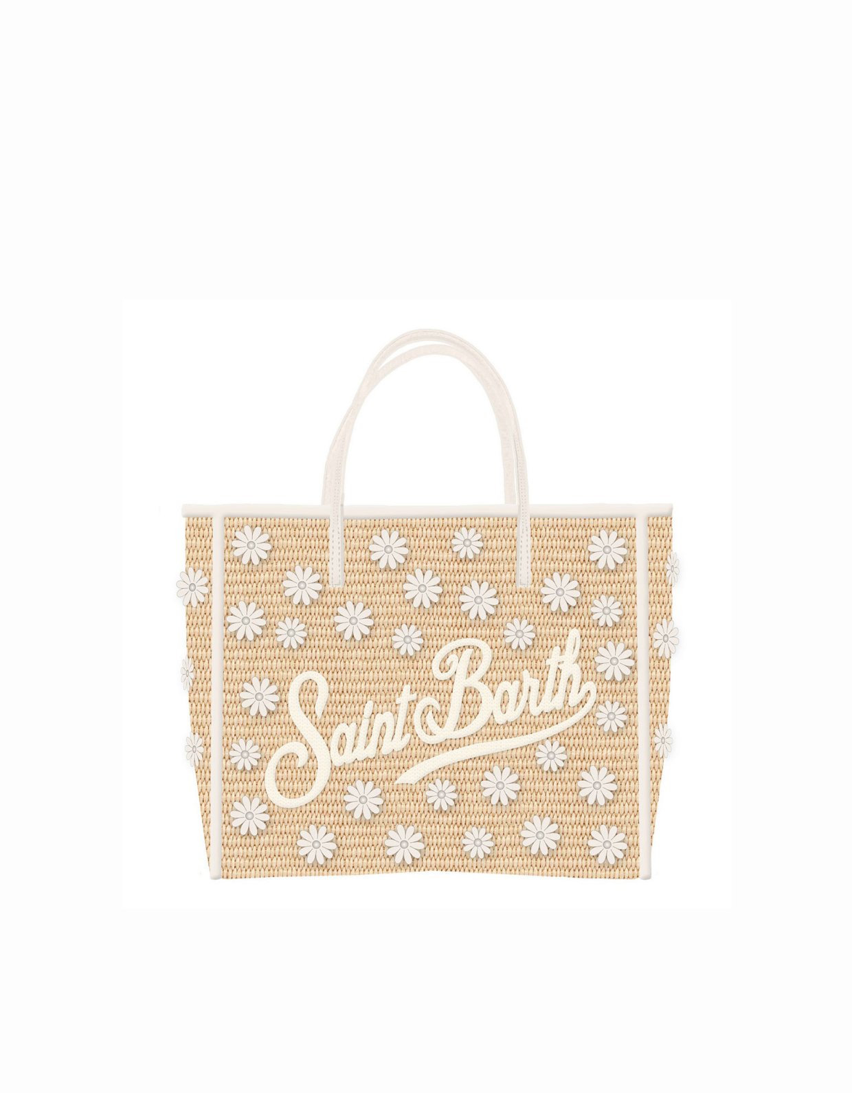 MC2 Saint Barth Vivian straw effect bag with floral appliqués