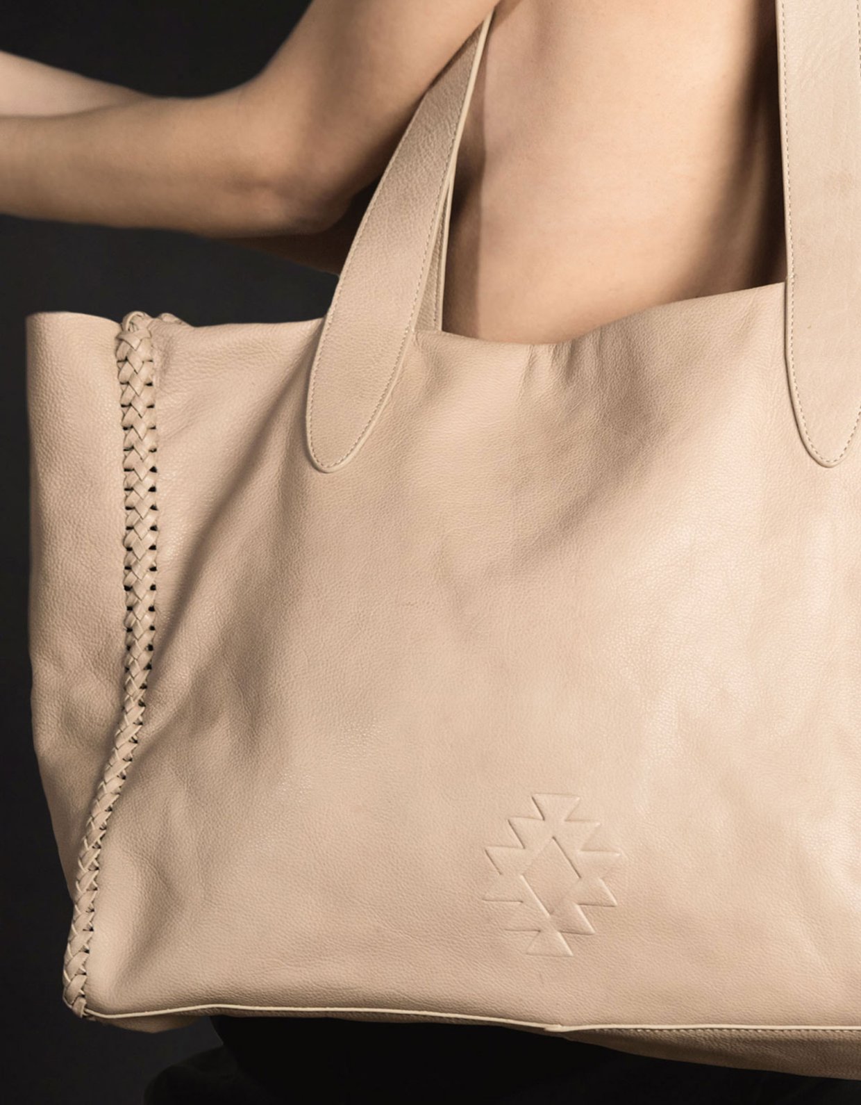 Peace & Chaos The karma oversized tote bag sand