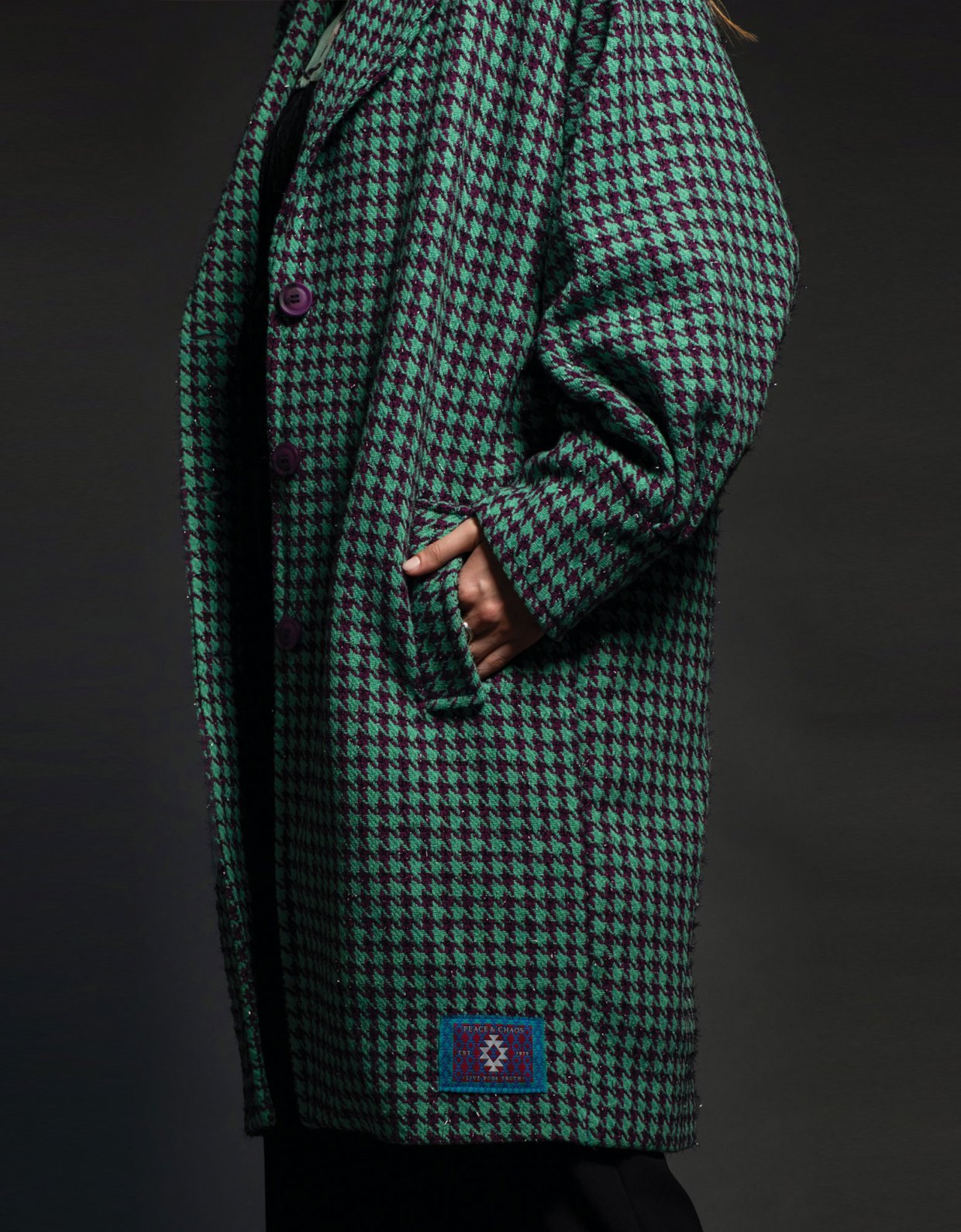 Peace & Chaos Tweed green coat