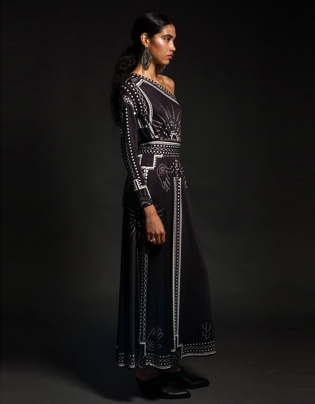 Peace & Chaos Prophecy one shoulder long dress