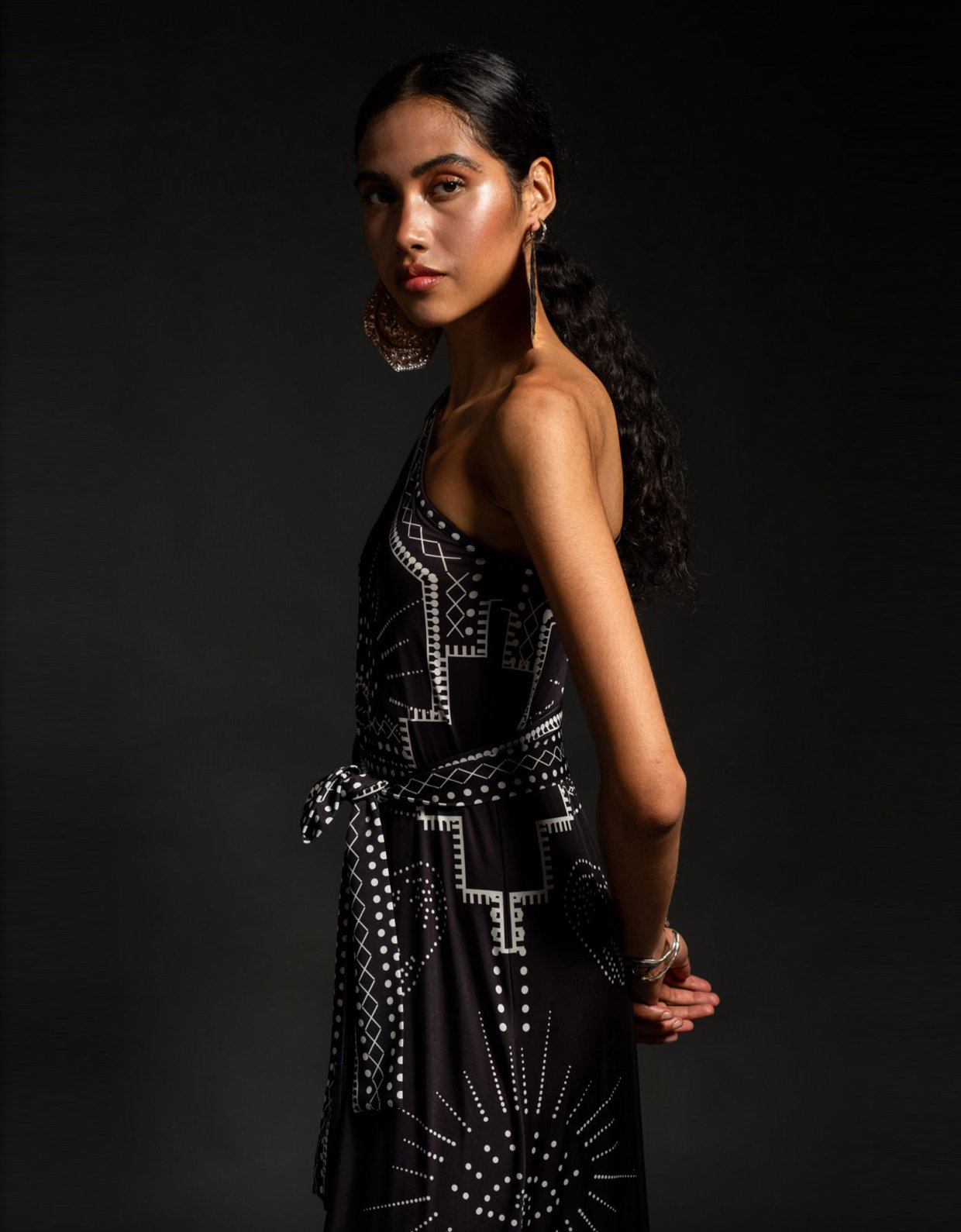 Peace & Chaos Prophecy one shoulder long dress