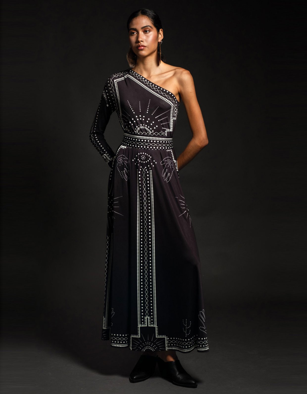 Peace & Chaos Prophecy one shoulder long dress