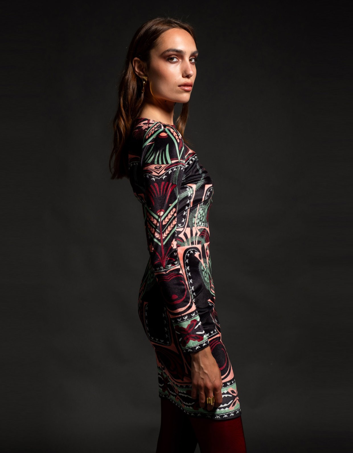 Peace & Chaos Acanthus bodycon dress velvet