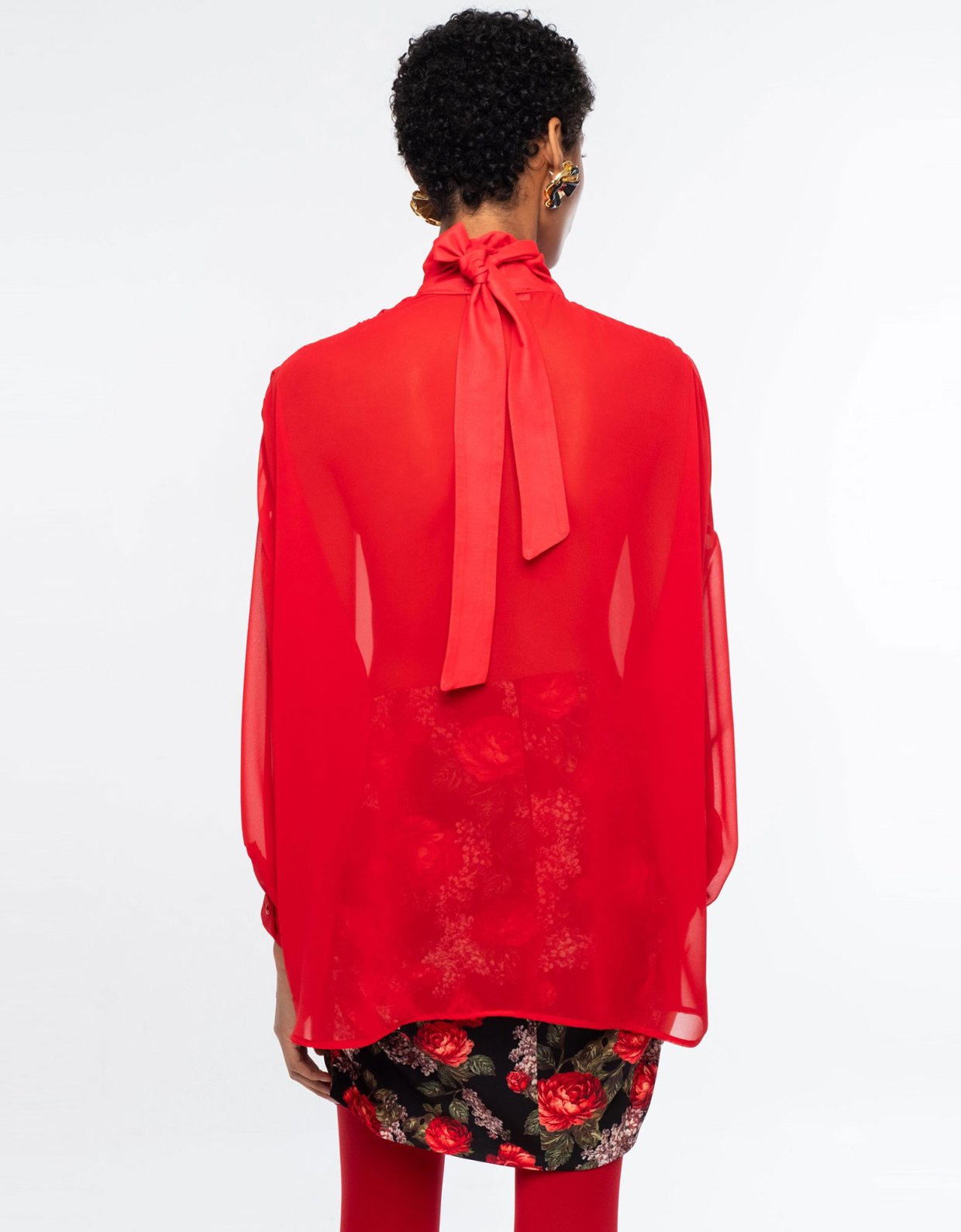 Peace and Chaos Sheer blouse red