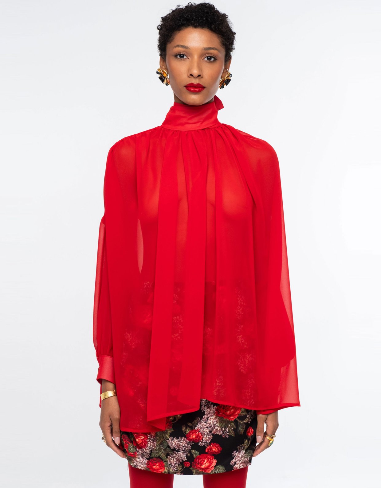 Peace and Chaos Sheer blouse red