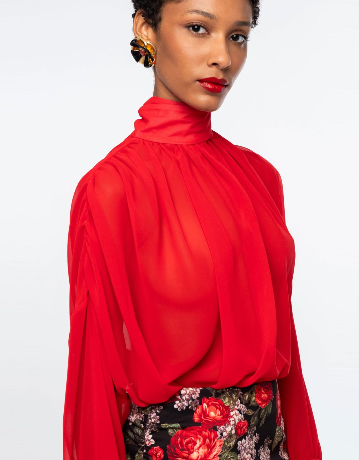 Peace and Chaos Sheer blouse red