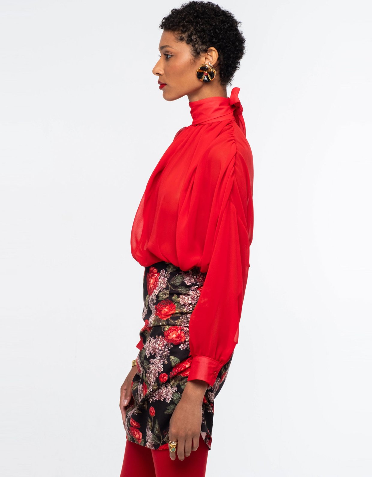 Peace and Chaos Sheer blouse red