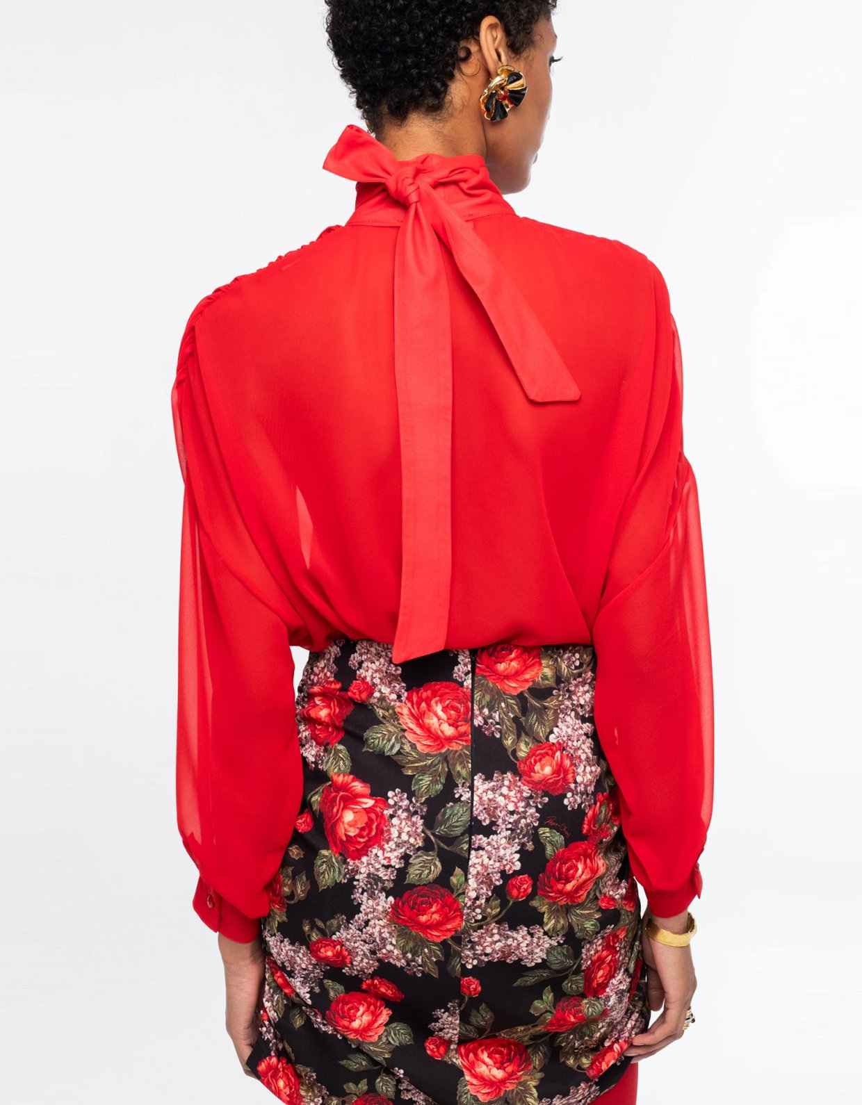 Peace and Chaos Sheer blouse red