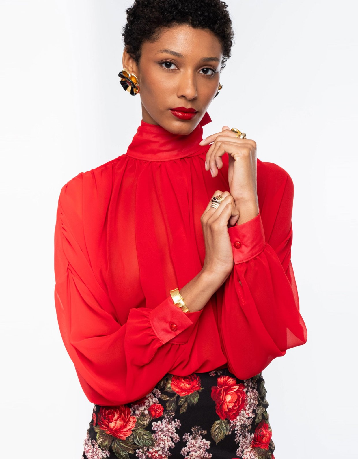 Peace and Chaos Sheer blouse red