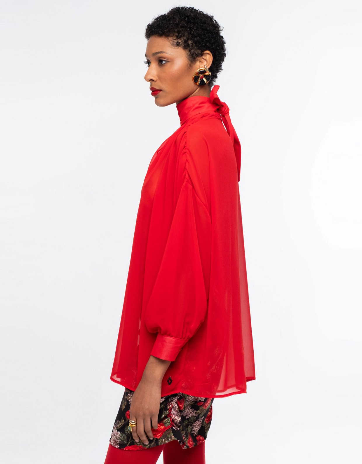 Peace and Chaos Sheer blouse red