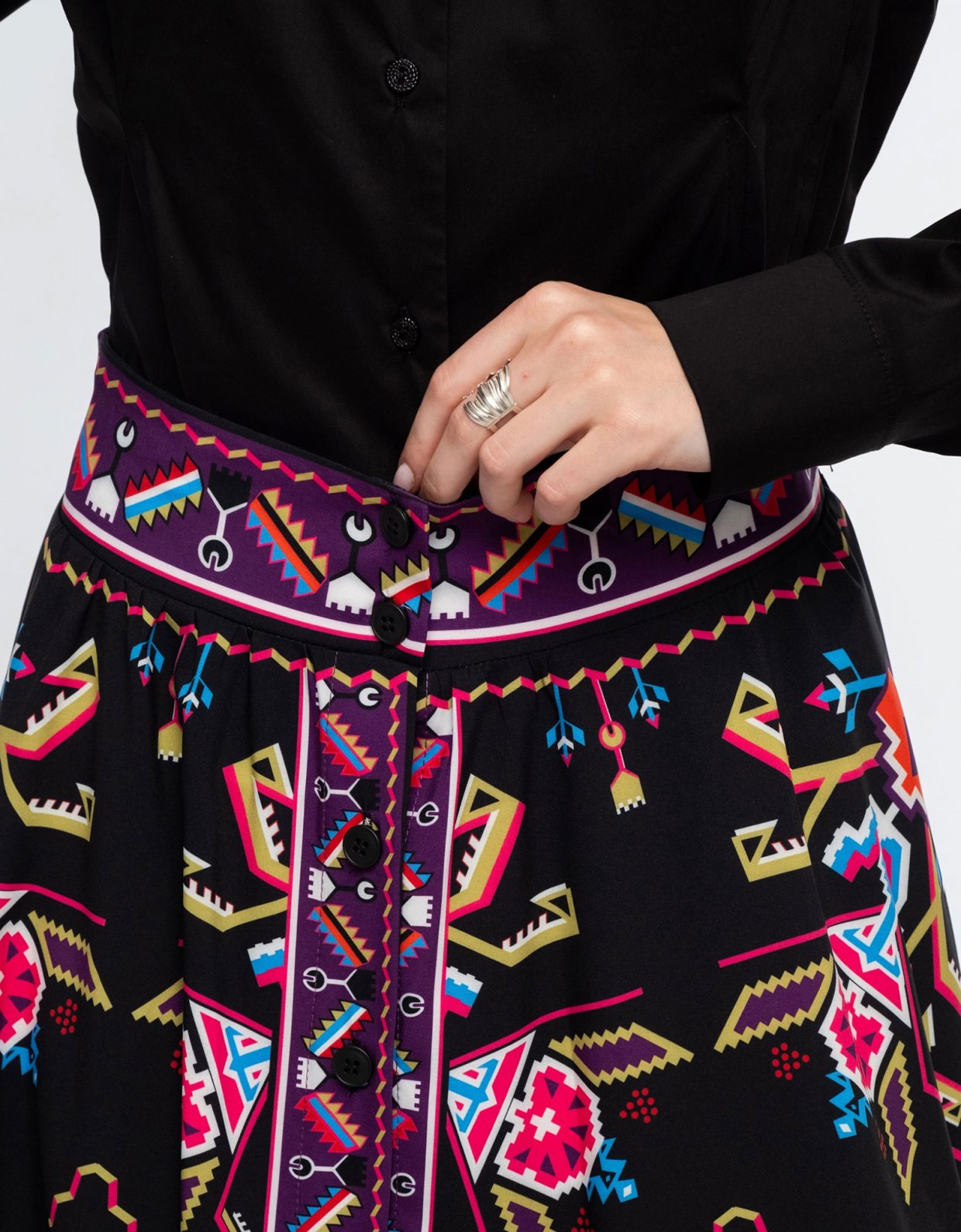 Peace and Chaos Emblem midi skirt