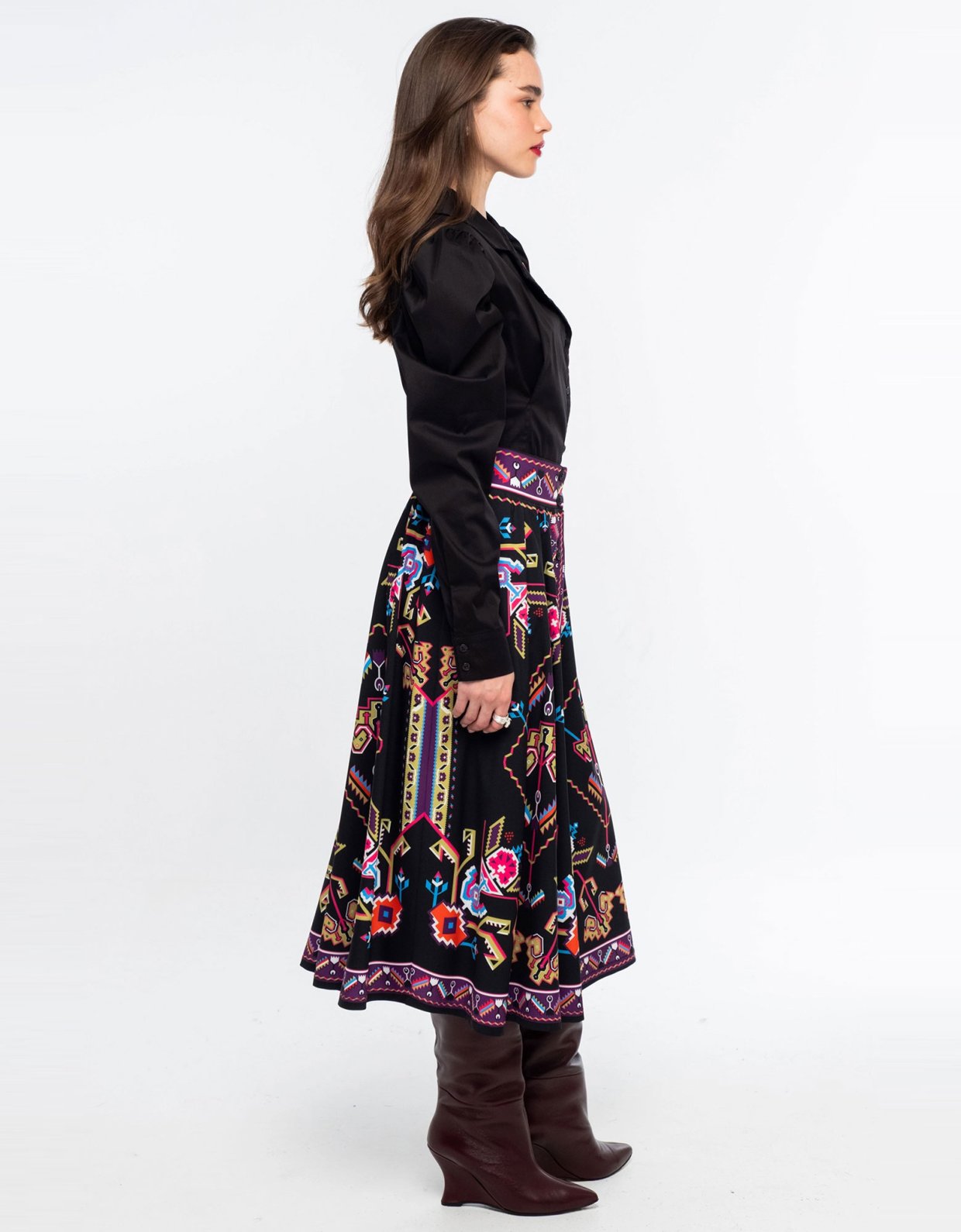 Peace and Chaos Emblem midi skirt