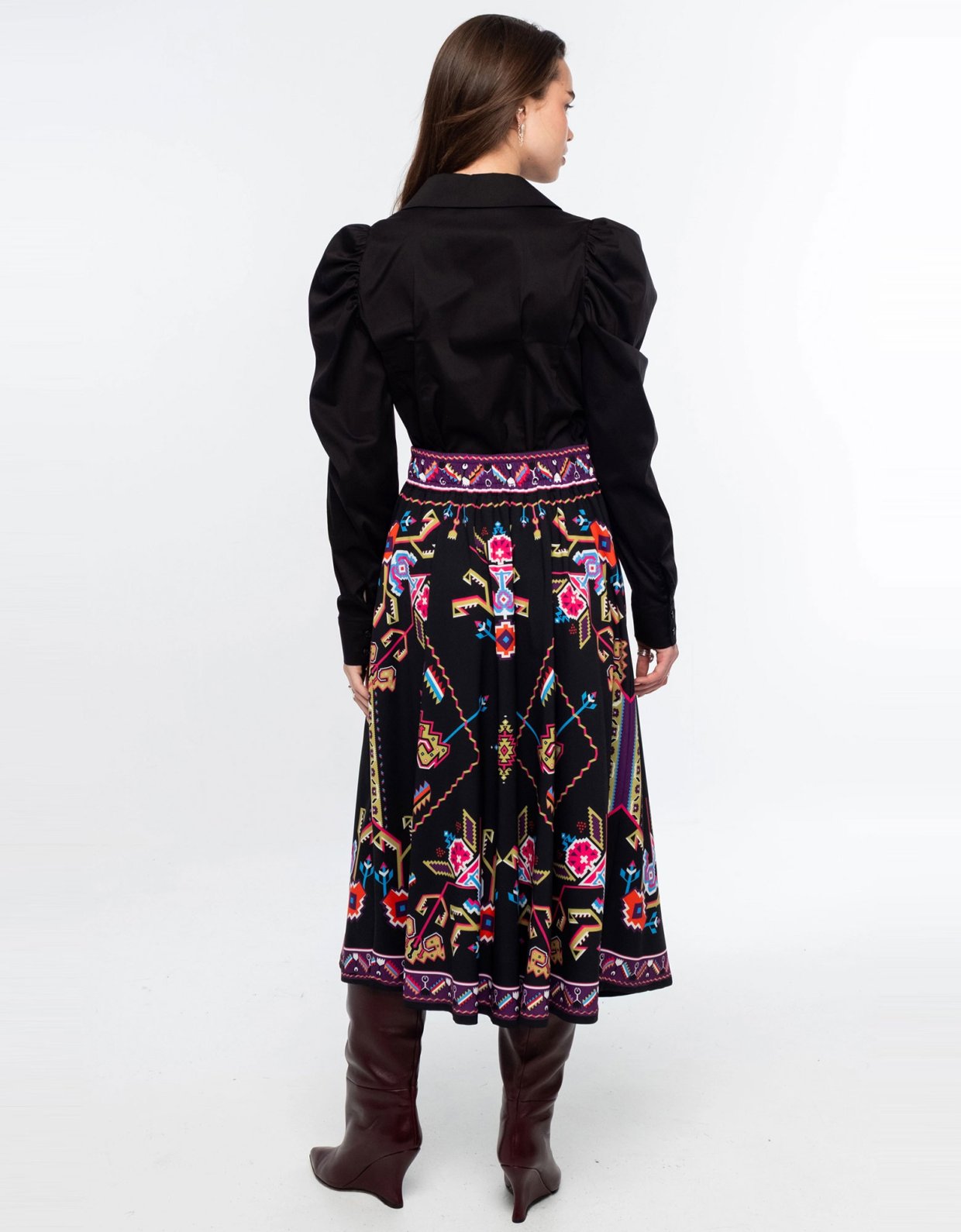 Peace and Chaos Emblem midi skirt