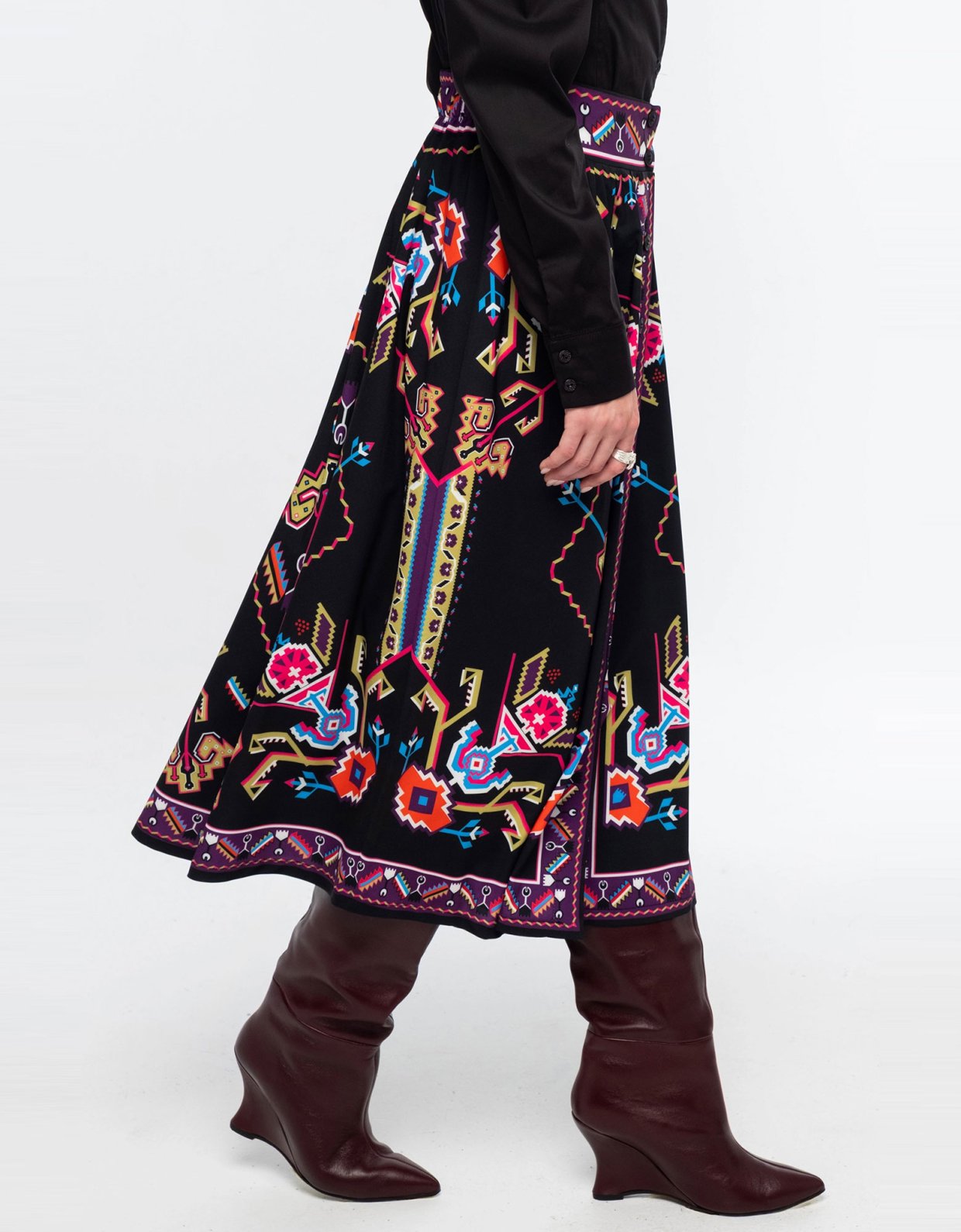 Peace and Chaos Emblem midi skirt