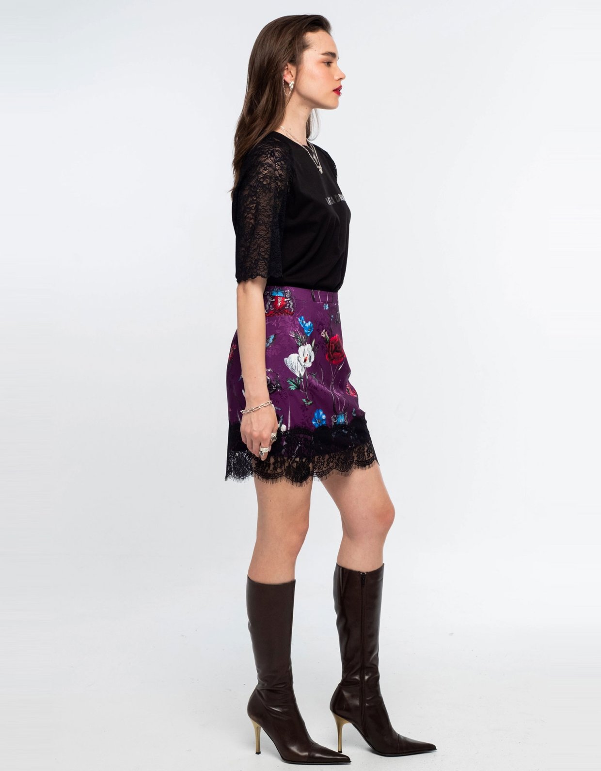 Peace and Chaos Violet mini skirt- jacquard